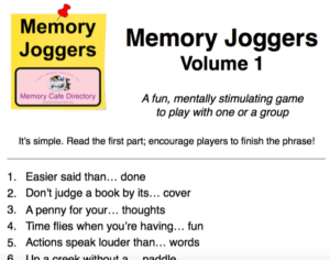 Memory Joggers by Memory Cafe Directory